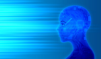 Artificial Intelligence Electronic Circuit Board Humans and High-Tech Future Society