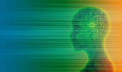 Artificial Intelligence Electronic Circuit Board Humans and High-Tech Future Society