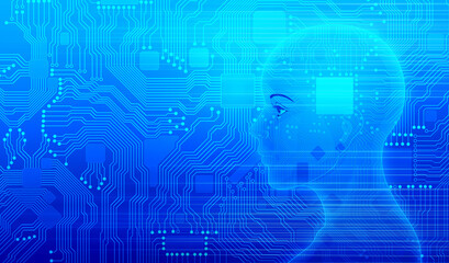 Artificial Intelligence Electronic Circuit Board Humans and High-Tech Future Society