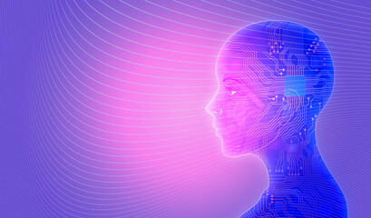 Artificial Intelligence Electronic Circuit Board Humans and High-Tech Future Society