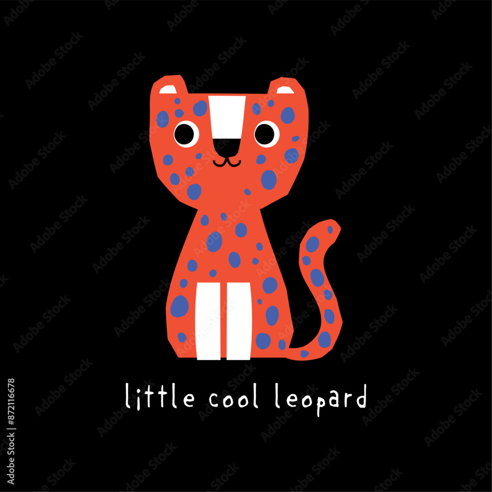 Poster print design with cute leopard drawing as vector