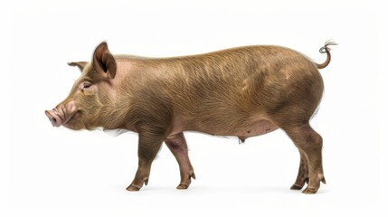 Side view of a Domestic pig isolated on white background