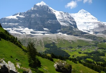 Fototapeta premium A view of the Eiger Mountain in the Swiss Alps