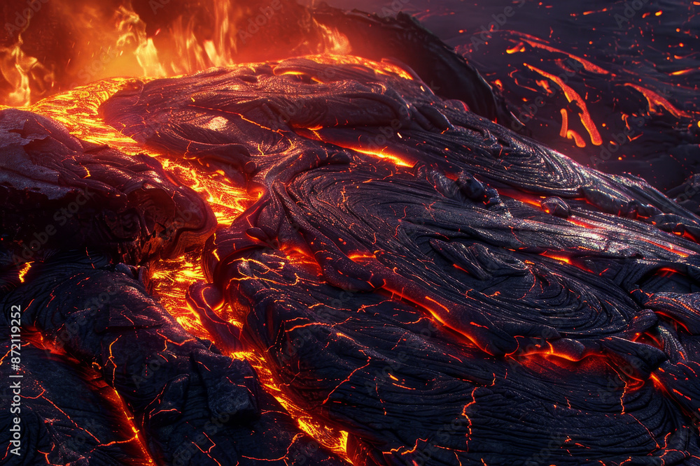 Poster a lava field with a large hole in the middle