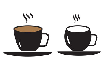 Coffee cup icon set. Cups for coffee and tea. Cup with steam isolated on a white background. Hot drink silhouette