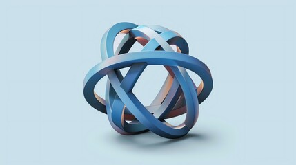Interlace sculpture, designed shapes, flat design illustration
