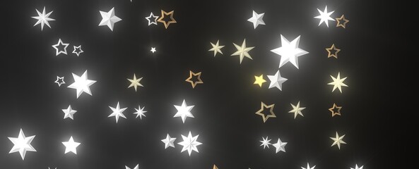 Falling Christmas Luminaries: Magnificent 3D Illustration Showcasing Falling Holiday Celestial...