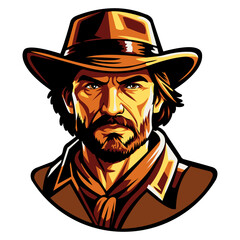 vintage retro logo with a cowboy face1