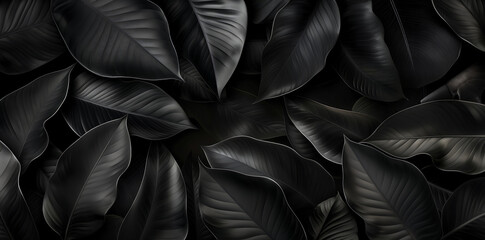Obraz premium Dark abstract texture of a natural tropical leaf background for a banner or wallpaper design