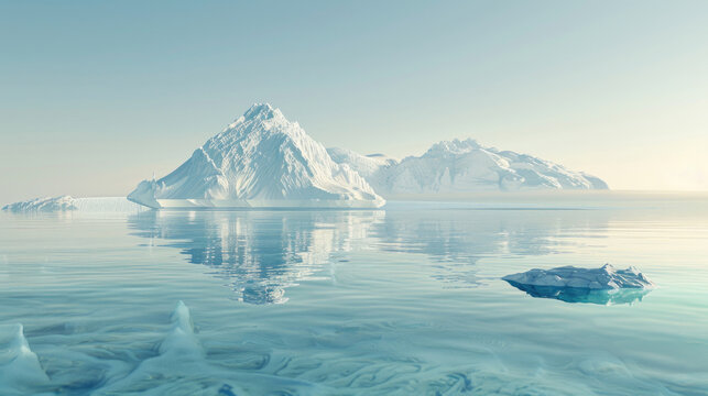 Peaceful Icebergs Floating in Crystal Clear Waters at Dawn