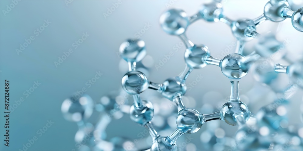 Poster detailed view of molecular structures macro dna molecules genetic code abstract background. concept 