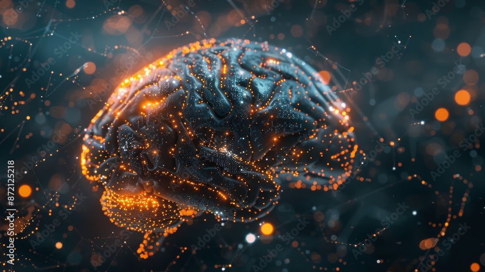 Aufkleber AI Universe: Inside the digital brain with cascading data streams