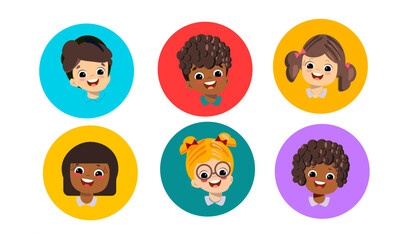 set of children faces in a circle