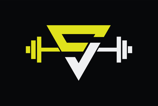 SJ, JS, S, J, gym and fitness Logo on triangular shape