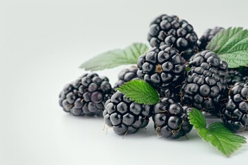 Fresh Blackberries with Leaves