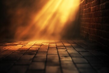 Corner of Brick Room with Window and Sunrays