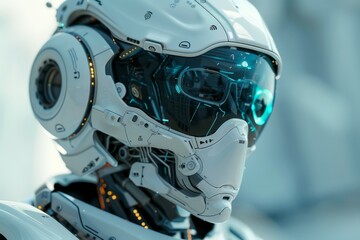 Fototapeta premium Futuristic AI Robot Close-Up