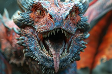 Fototapeta premium Realistic Dragon Head Close-up