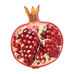 Fresh pomegranate cut in half on transparent background, isolated