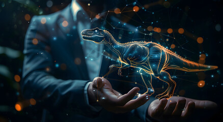 Customer relationship management concept. The person holding a virtual globe with a CRM icon for a customer focus group. Data exchange development and customer service design