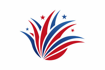 Obraz premium Fireworks red white and blue colors solid background white background