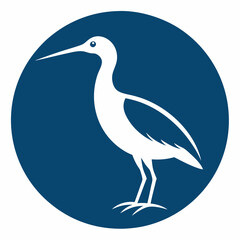 curlew silhouette vector illustration in a circle logo icon
