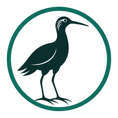curlew silhouette vector illustration in a circle logo icon