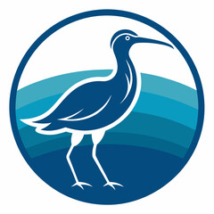 curlew silhouette vector illustration in a circle logo icon