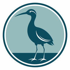 curlew silhouette vector illustration in a circle logo icon
