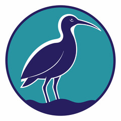 Obraz premium curlew silhouette vector illustration in a circle logo icon