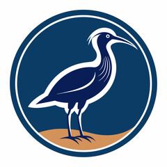 curlew silhouette vector illustration in a circle logo icon