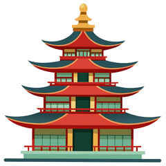 Japanese Pagoda Stands Out on White Symbolic Tranquility