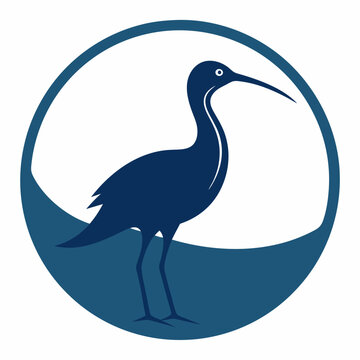 recommend clip art: curlew silhouette vector illustration in a circle logo icon