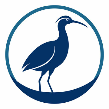 recommend clip art: curlew silhouette vector illustration in a circle logo icon