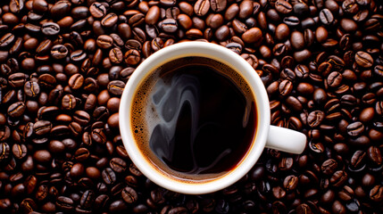 Fototapeta premium Creative coffee background, with coffee beans around, rustic.