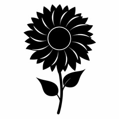 Sunflower silhouette vector white background