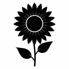 Sunflower silhouette vector white background