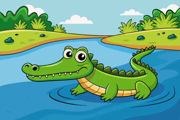 alligator swimming in river