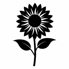 Sunflower silhouette vector white background
