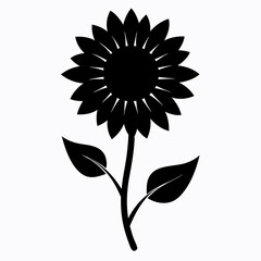 Sunflower silhouette vector white background