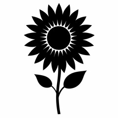 Sunflower silhouette vector white background