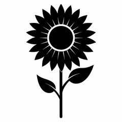 Sunflower silhouette vector white background
