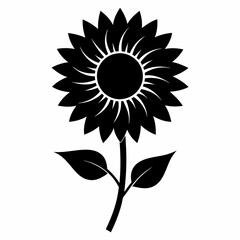 Sunflower silhouette vector white background