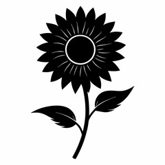 Sunflower silhouette vector white background