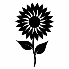 Sunflower silhouette vector white background