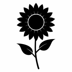 Sunflower silhouette vector white background