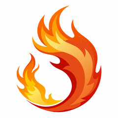 fire flames in sickle shape on white background