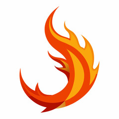 fire flames in sickle shape on white background