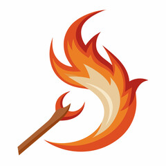 fire flames in sickle shape on white background
