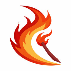 fire flames in sickle shape on white background
